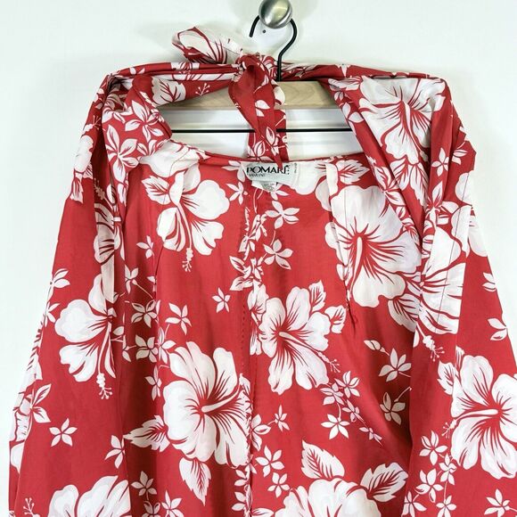 Pomare Hawaii Vintage Red White‎ Hibiscus Swim Cover Wrap Women's One Size - Picture 3 of 9